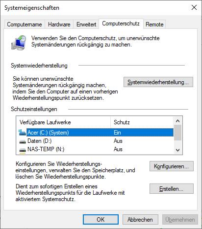 Computerschutz aktivieren