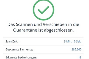 Malwarefunde: Bedrohungen wurden in Quarantäne verschoben