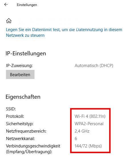 WLAN-Protokoll ermitteln